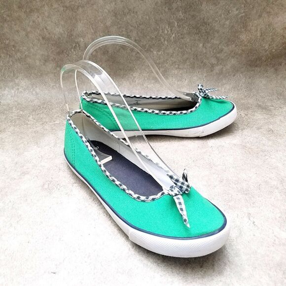 Lands End Big Girls 196707 Size 3 Green  Textile Slip On Loafer Flats - Picture 4 of 9